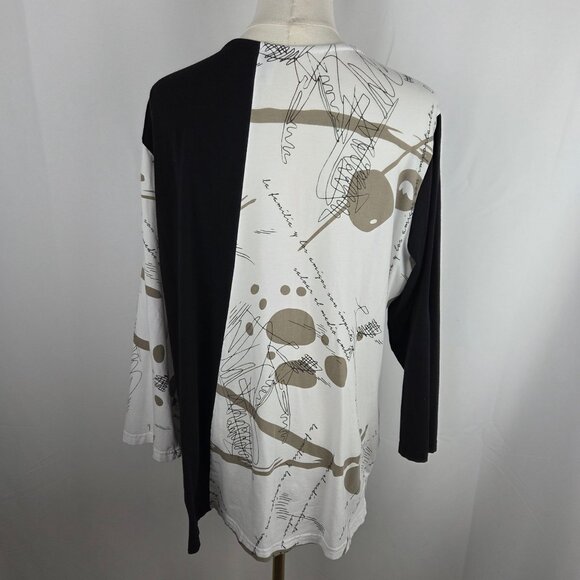 Parsley & Sage Olga Top XL Black & White Asymmetrical Pocket Lagenlook Artsy - Picture 5 of 9